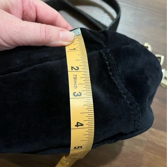 Vintage Juicy Couture Black Velvet Satchel/ Shoulder Bag - Picture 4 of 15